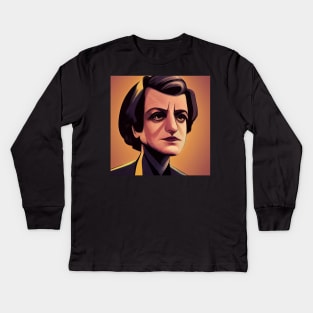 Ayn Rand portrait | Comics Style Kids Long Sleeve T-Shirt